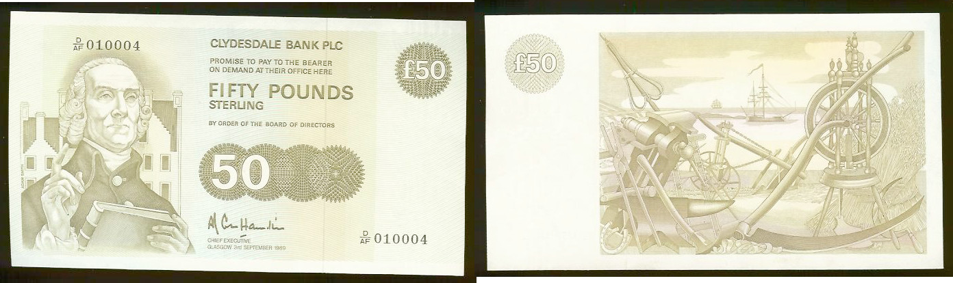 Scotland £50 1989 AU+